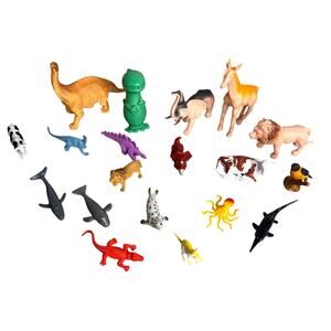 Mixed Lot of Toy Farm Animals, Zoo Animals, Dinosaurs and Sea Creatures